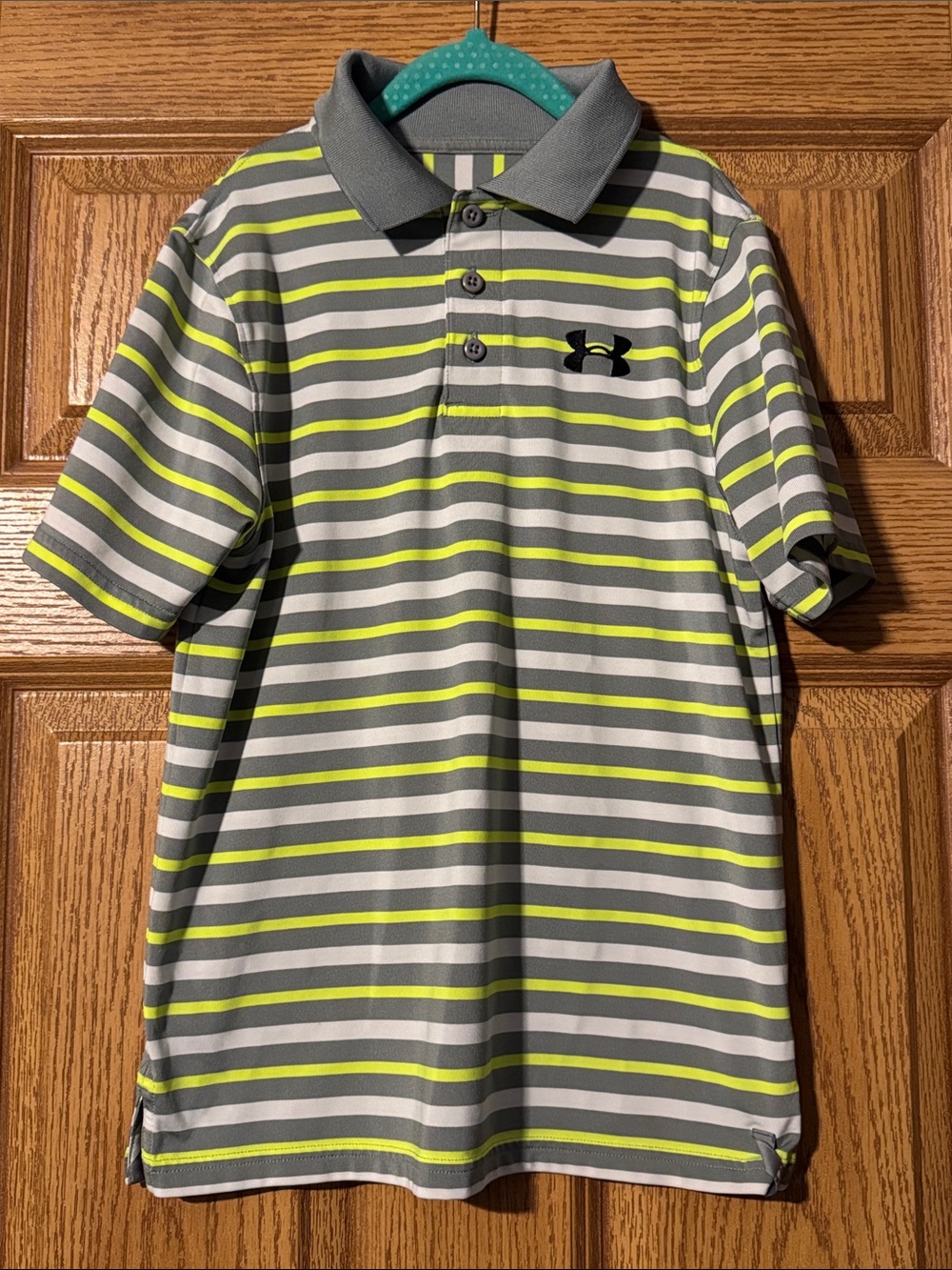 Under Armour Gray & Lime Striped Performance Polo